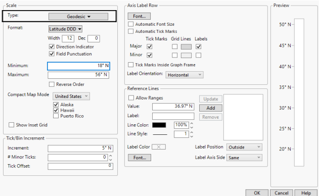 Y Axis Setting Window