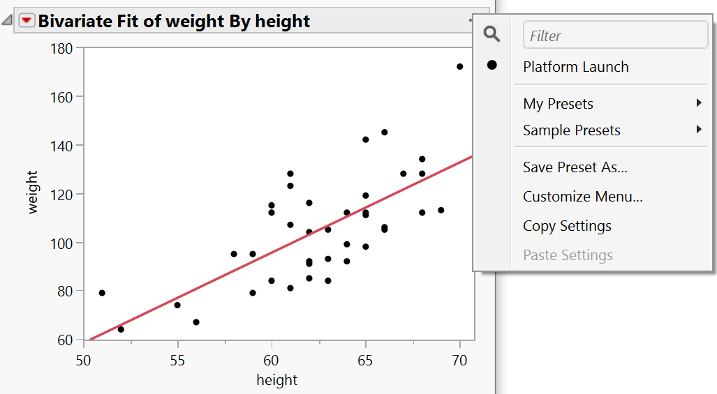 The Platform Preset menu