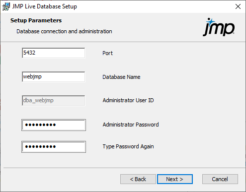 Specify Database Parameters Specify Database Parameters