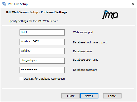 Specify Ports and Database Details Specify Ports and Database Details
