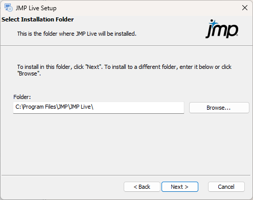 Specify Installation Folder Specify Installation Folder