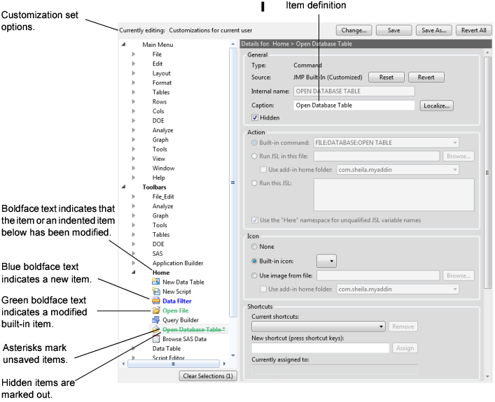 Menu Editor Options