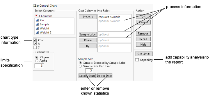 XBar Control Chart Launch Window