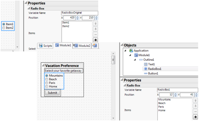 Radio Box Object Properties