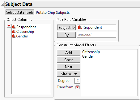 Subject Data Outline