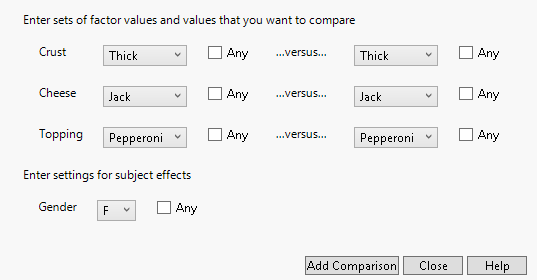 Utility Comparisons Window