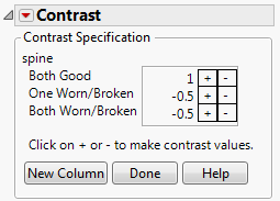 Contrast Specification Window