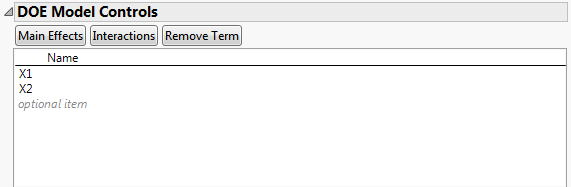 DOE Model Controls