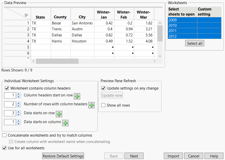 Updated Settings on Page One