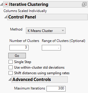 Iterative Clustering Control Panel