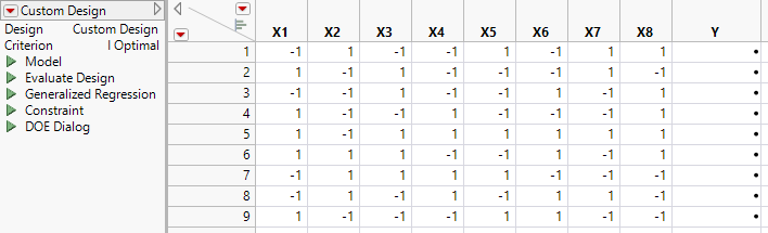 Custom Design Table Showing Scripts