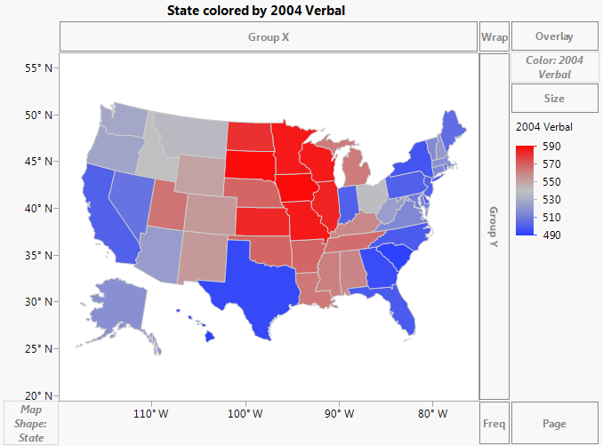 Example of SAT.jmp After Dragging 2004 Verbal to Color