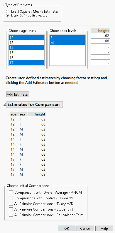 Launch Window for User-Defined Estimates