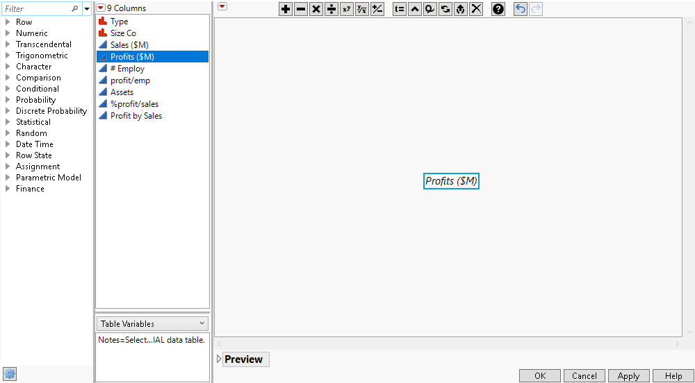 Adding the Profits ($M) Column