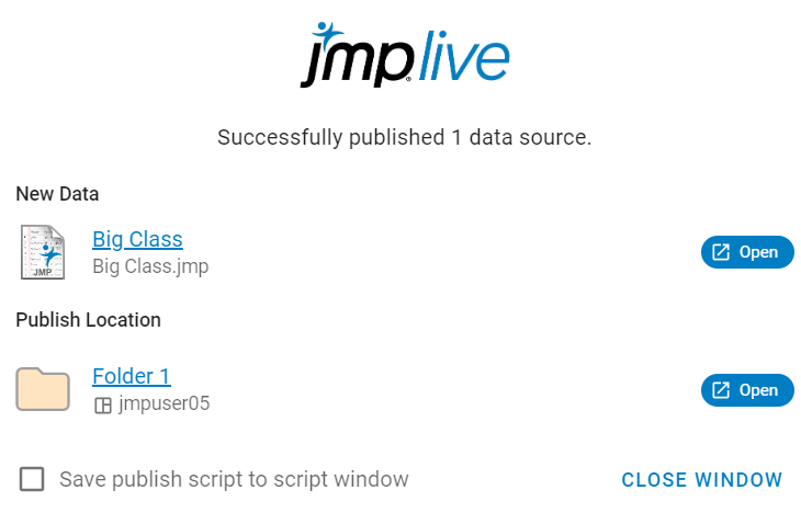 Publish Status for a New Data Table