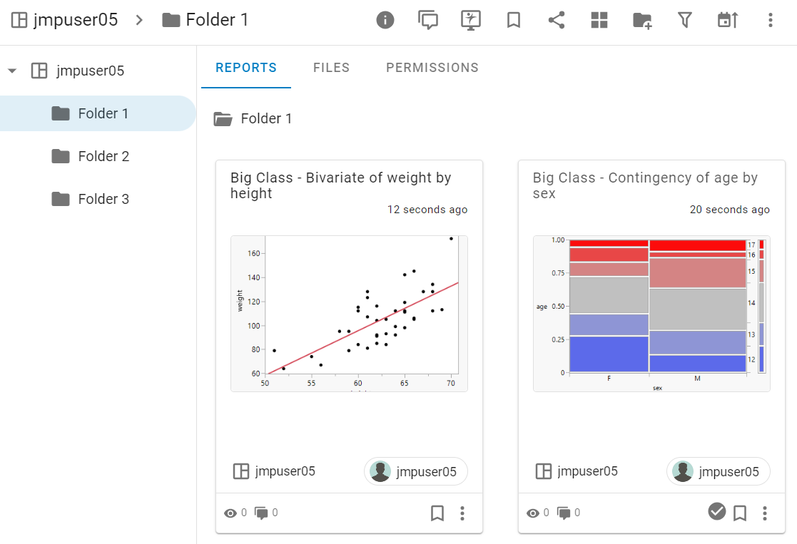 Published Reports in a JMP Live Folder