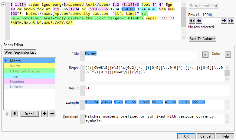 Text Explorer Regular Expression Editor