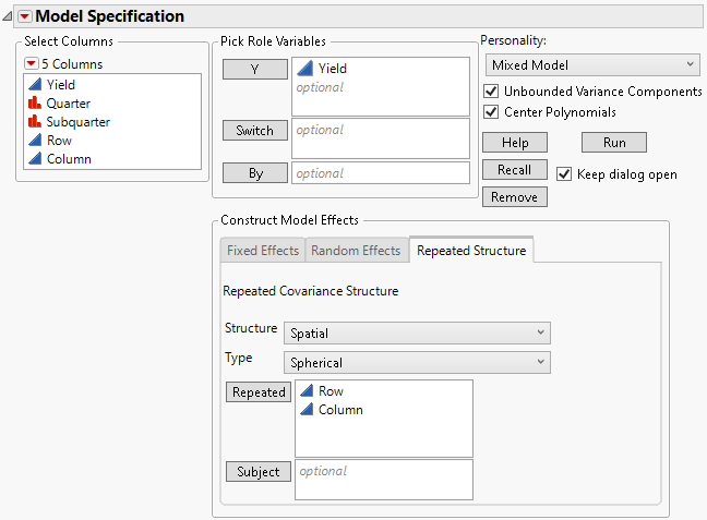 Completed Fit Model Launch Window Showing Repeated Structure Tab