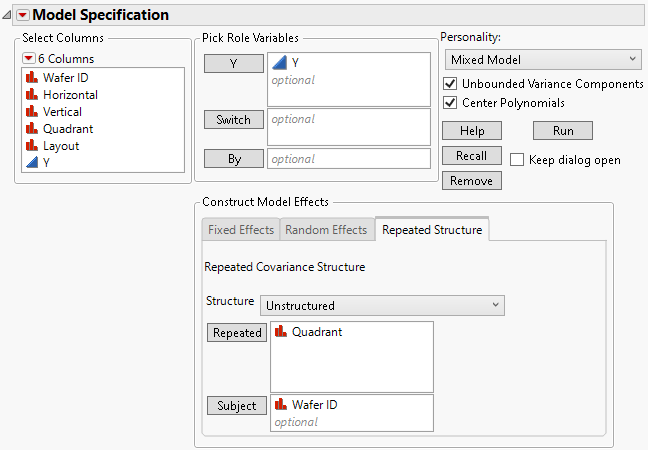 Fit Model Launch Window Showing Repeated Structure Tab