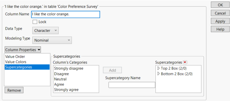 Supercategory Column Property