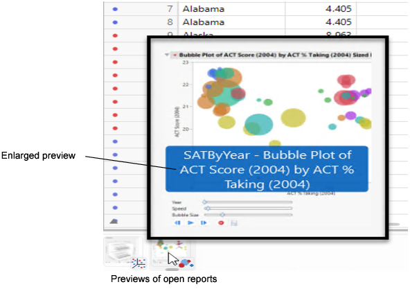 Thumbnail Previews of Open Reports