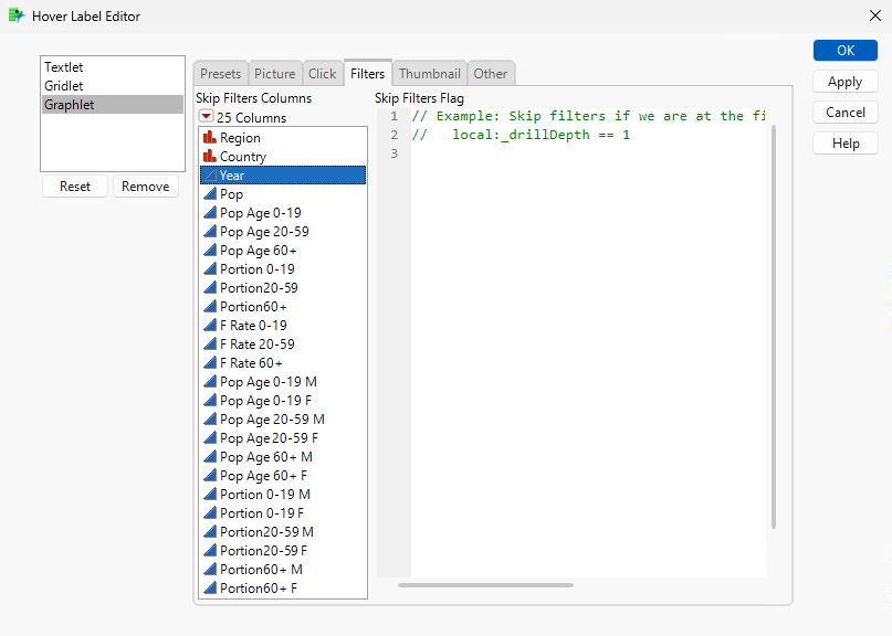 Skip Filters in the Hover Label Editor