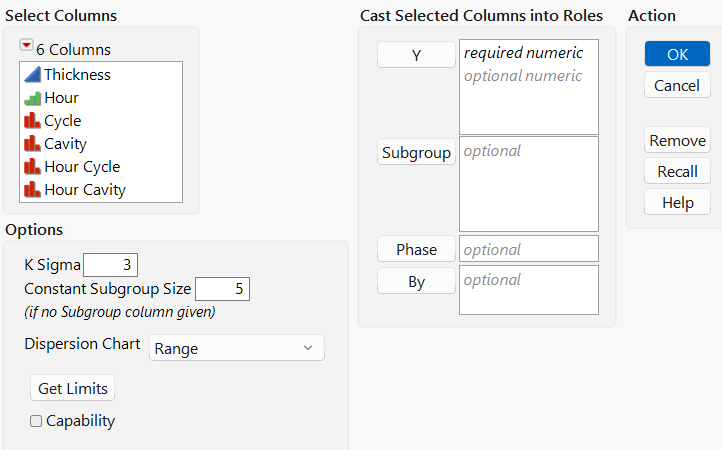 Launch Window for Variable Control Charts