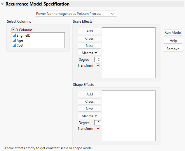 Recurrence Model Specification