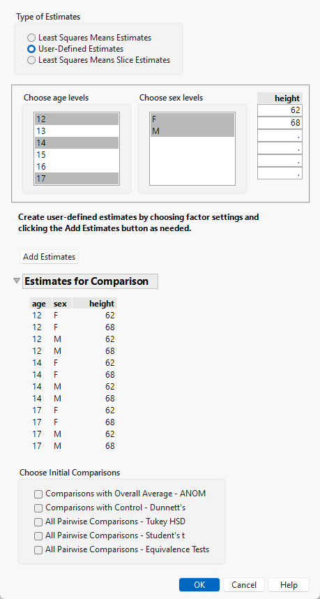 Launch Window for User-Defined Estimates