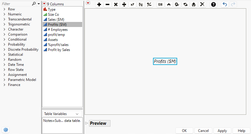 Adding the Profits ($M) Column
