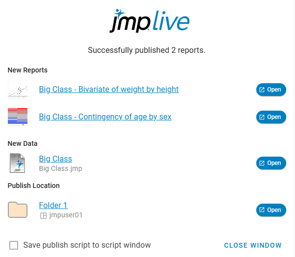 Publish Status for Creating a New Report