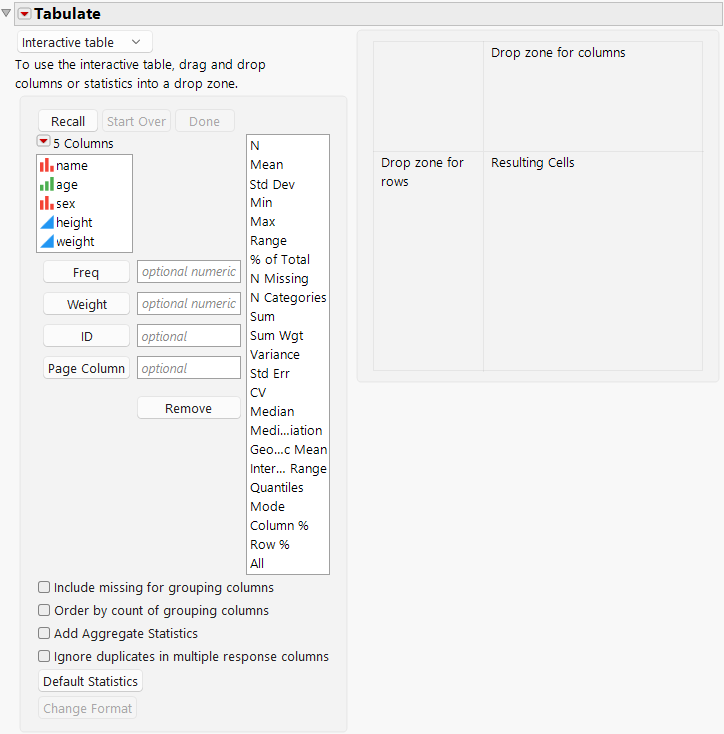 The Tabulate Interactive Table