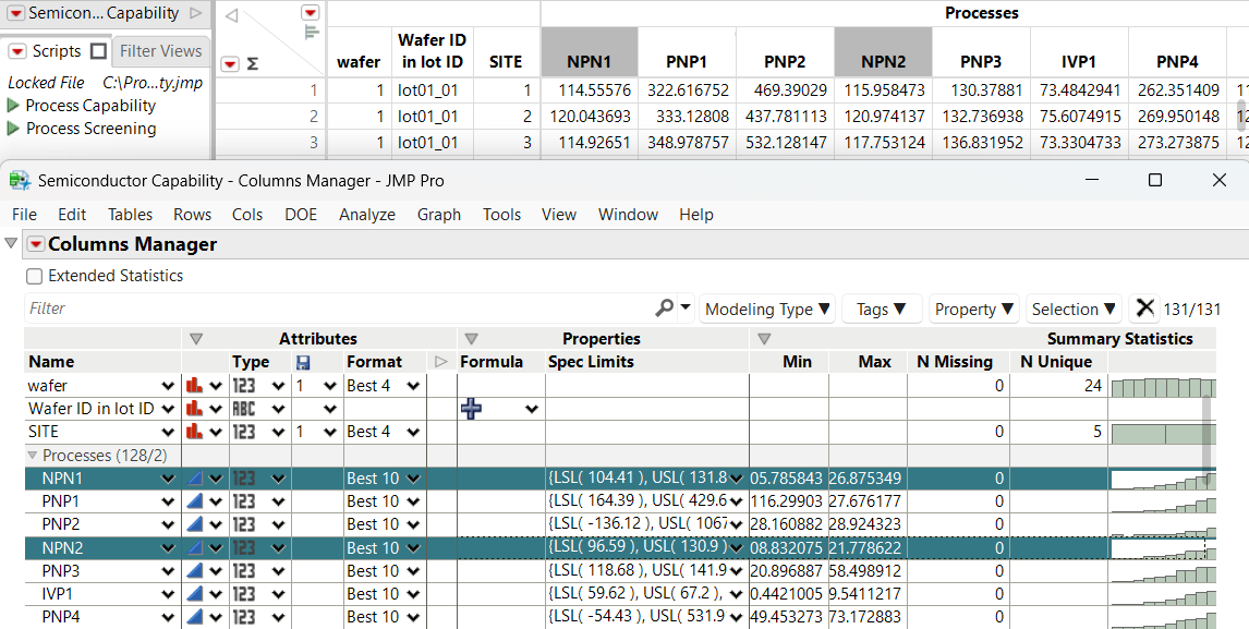 Linked Columns in the Column Manager