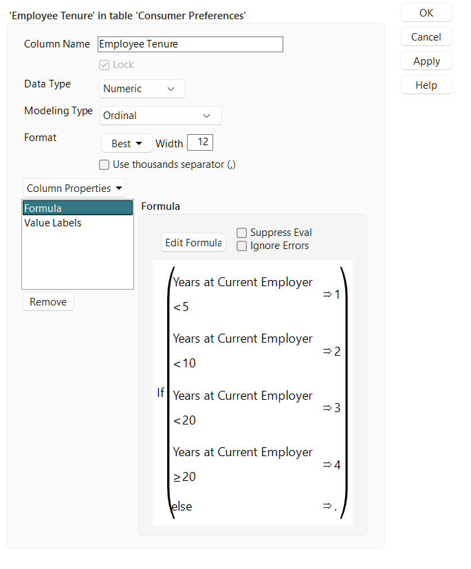 View Formulas in the Column Settings Window