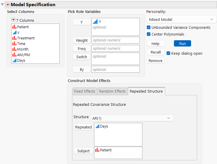 Fit Model Launch Window Showing Completed Repeated Structure Tab