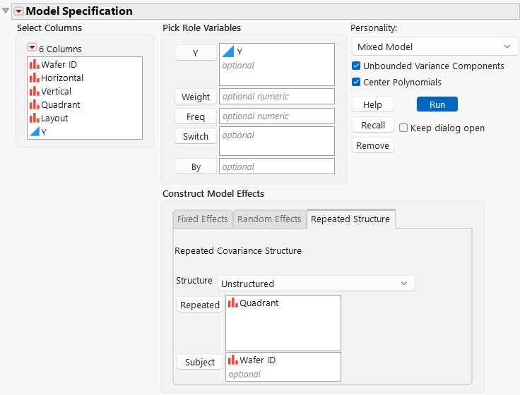 Fit Model Launch Window Showing Repeated Structure Tab