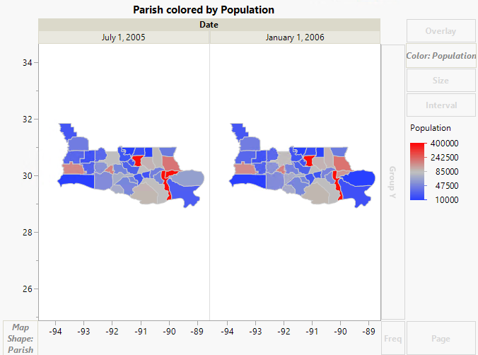 Population of Parishes Before and After Katrina