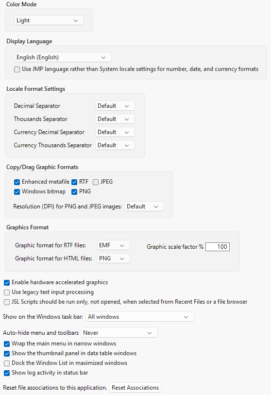 Windows Specific Preferences