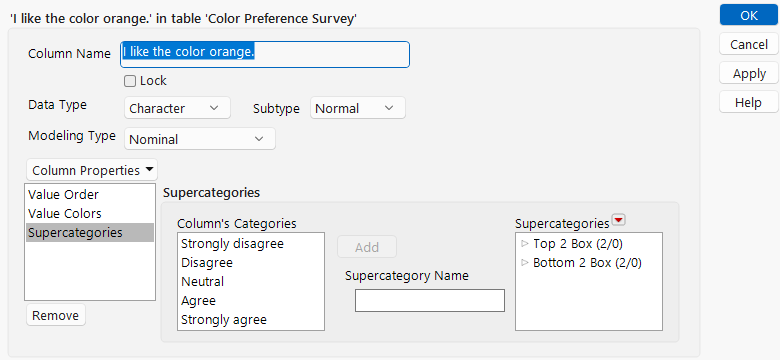 Supercategory Column Property