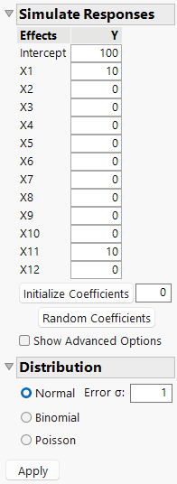 Parameter Values for Simulated Responses