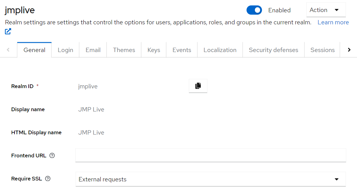 Keycloak Administration Console General Options Keycloak Administration Console General Options